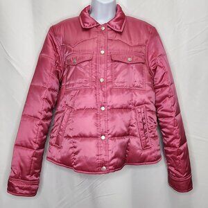Y2K Tommy Hilfiger Puffer Jacket Girls XL Pink Youth Pockets Snap Front Casual X